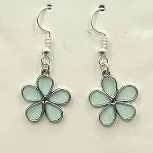 Elegant Silver and Blue Flower Earrings